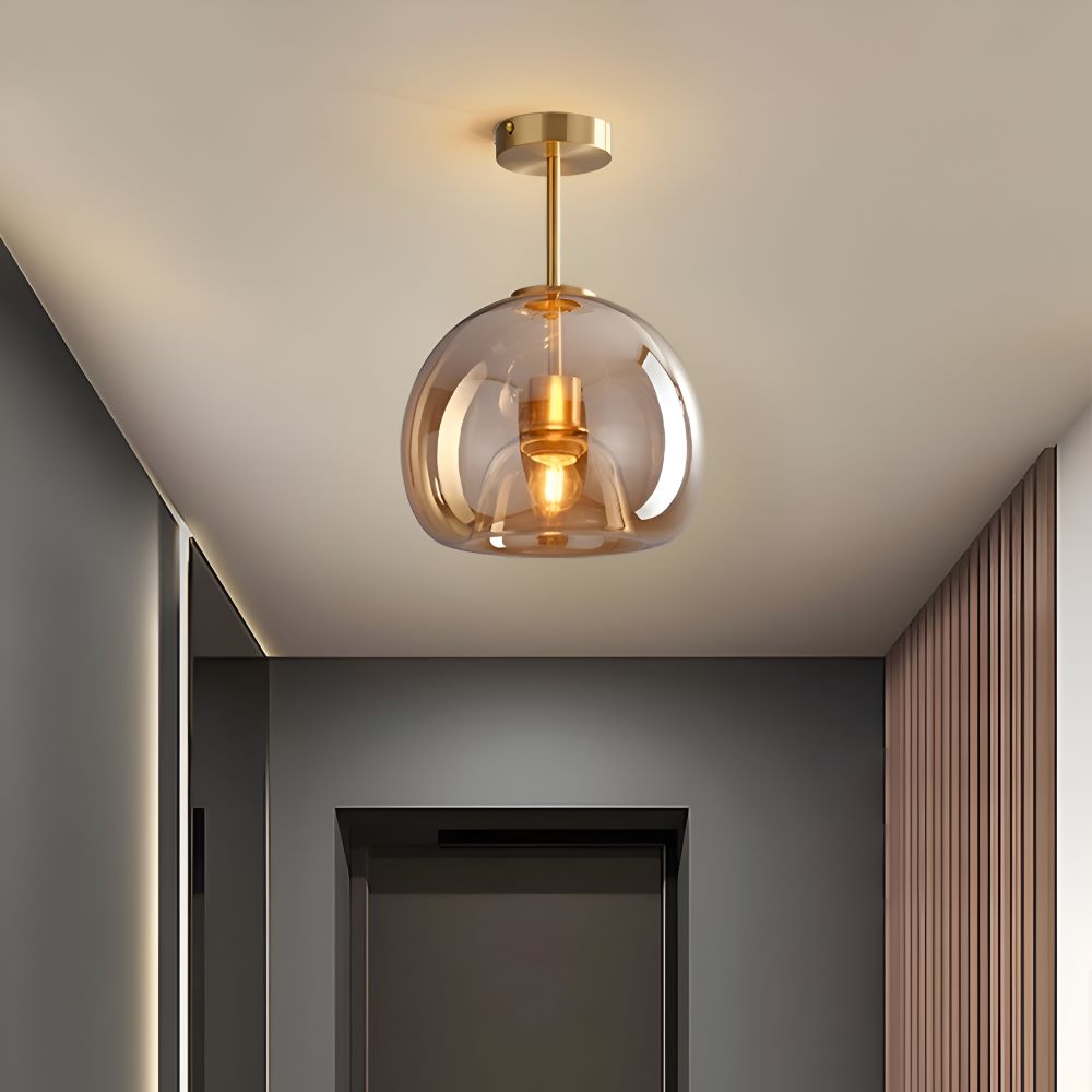 DecoRound Taklampa - Semi Flush Mount Svart Guld Rund Glas LED Taklampa
