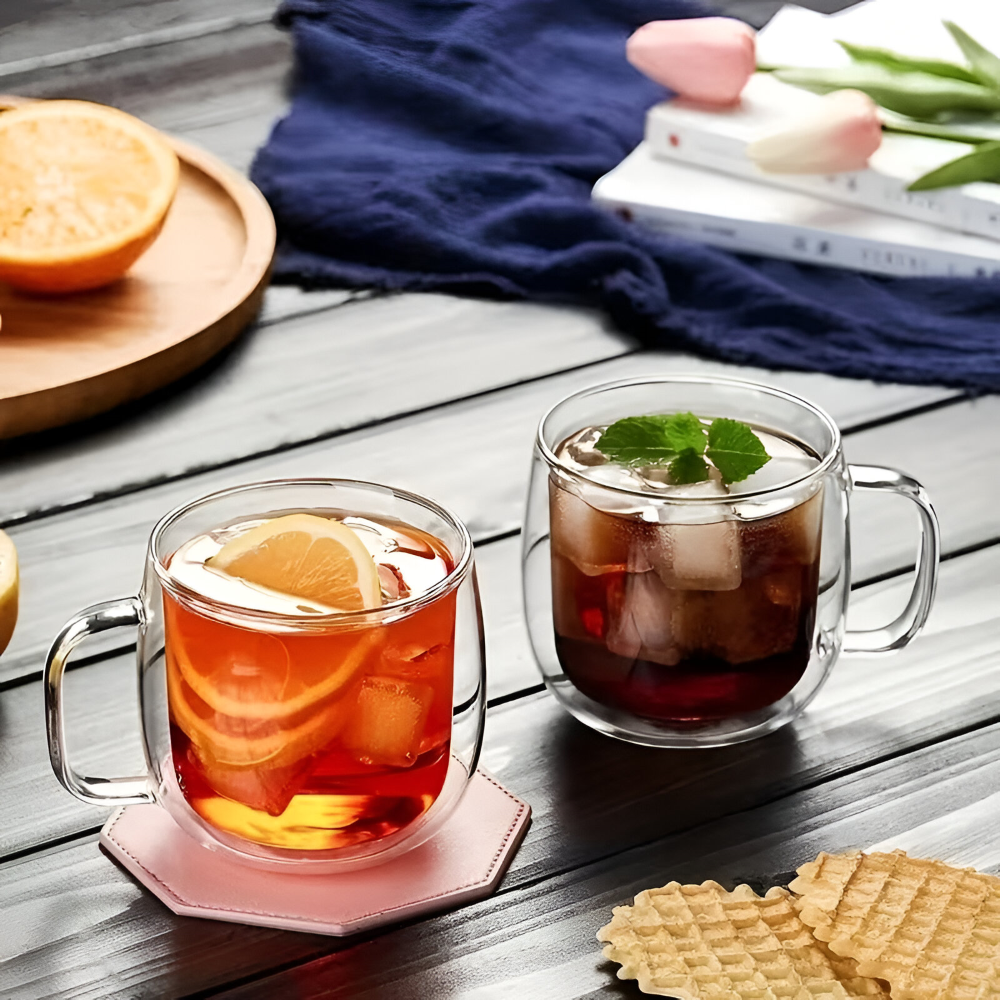 Kaffekoppar Dubbelväggiga 300 ml – Borosilikatglas Set för Cappuccino & Te, (2/4/6) stycken
