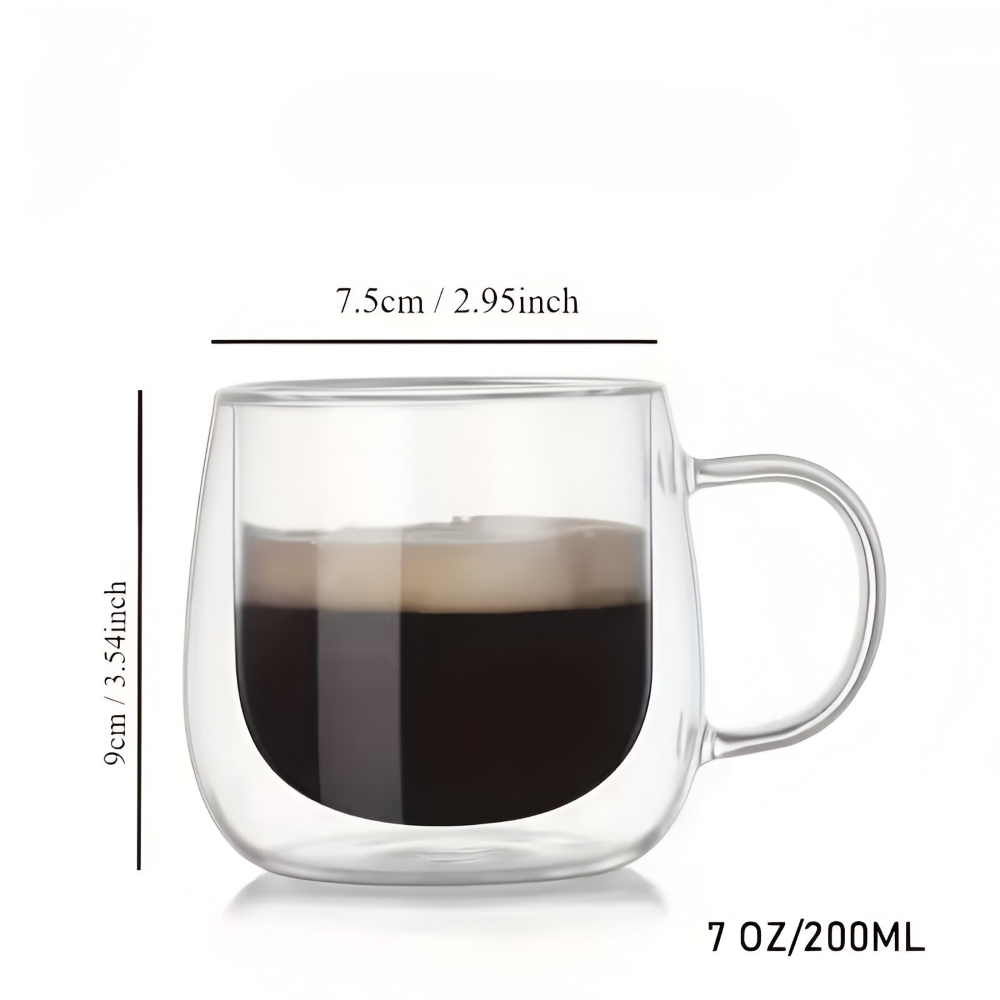 Kaffekoppar Dubbelväggiga 300 ml – Borosilikatglas Set för Cappuccino & Te, (2/4/6) stycken