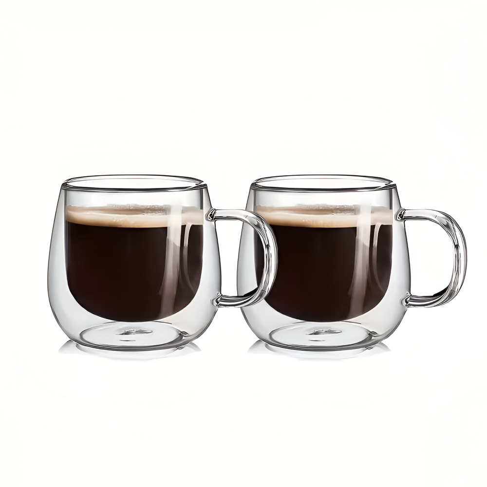 Kaffekoppar Dubbelväggiga 300 ml – Borosilikatglas Set för Cappuccino & Te, (2/4/6) stycken