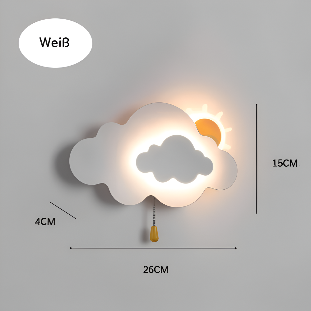DreamyFloat Vägglampa - Livliga moln och sol LED vägglampa - Barnrumsbelysning