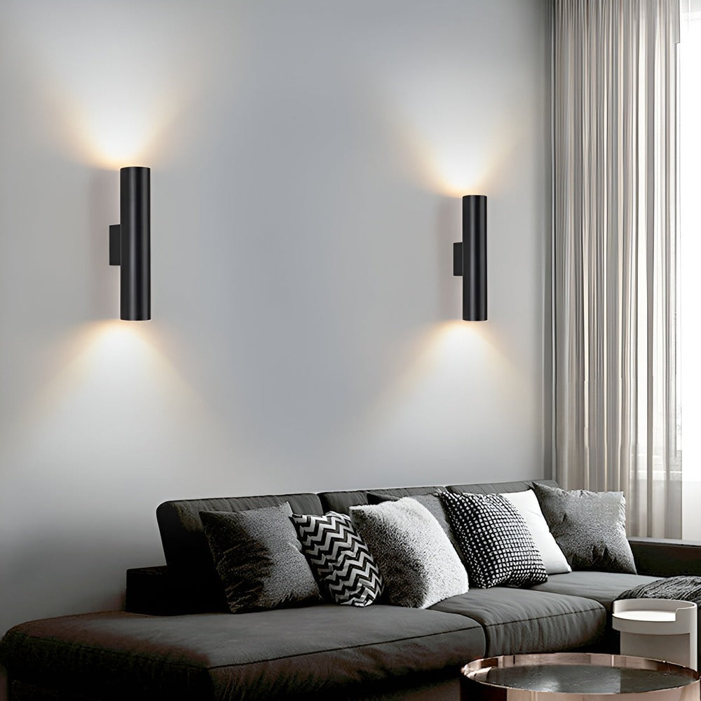 Dubbelt Huvud Vägglampa - Gold Sconce - Cylinder Vägglampa