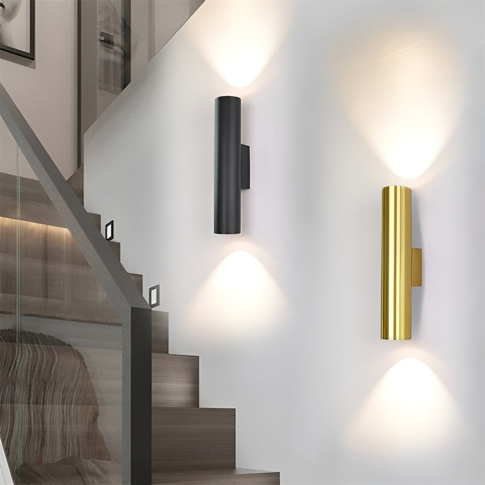 Dubbelt Huvud Vägglampa - Gold Sconce - Cylinder Vägglampa