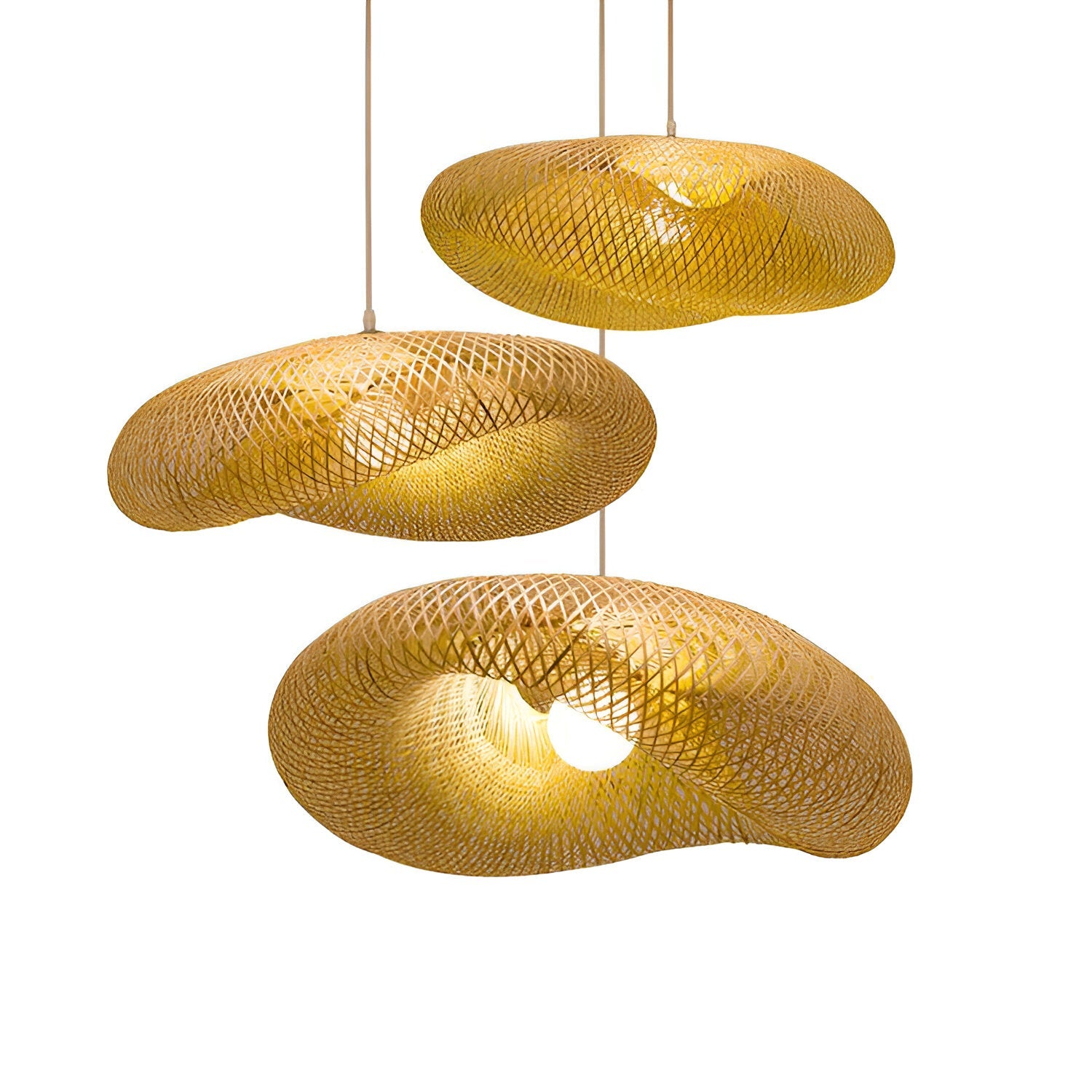 EcoLush Taklampa - Handgjord Rattan Hänglampa - Rustik Boho Lampa