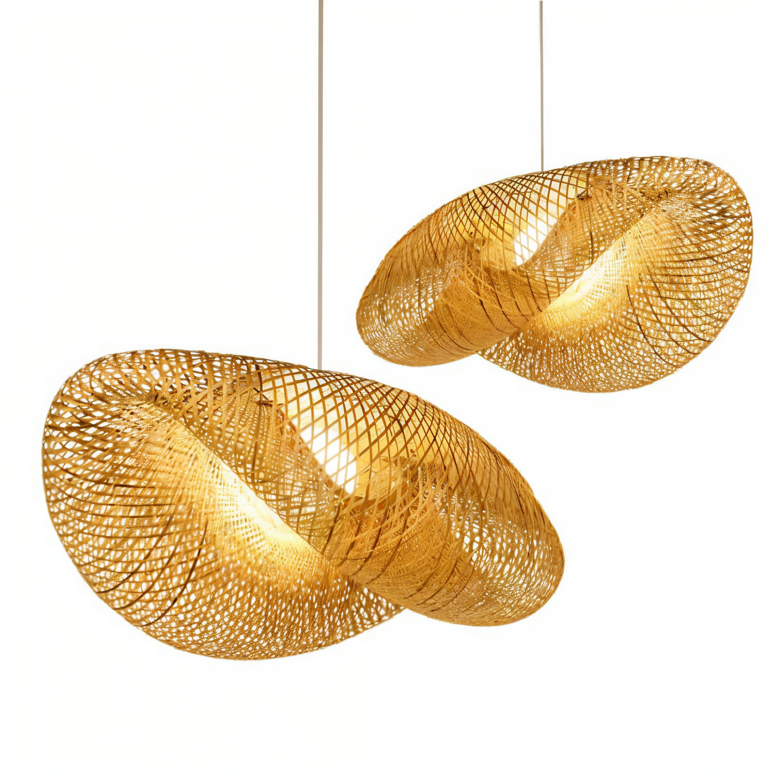 EcoLush Taklampa - Handgjord Rattan Hänglampa - Rustik Boho Lampa