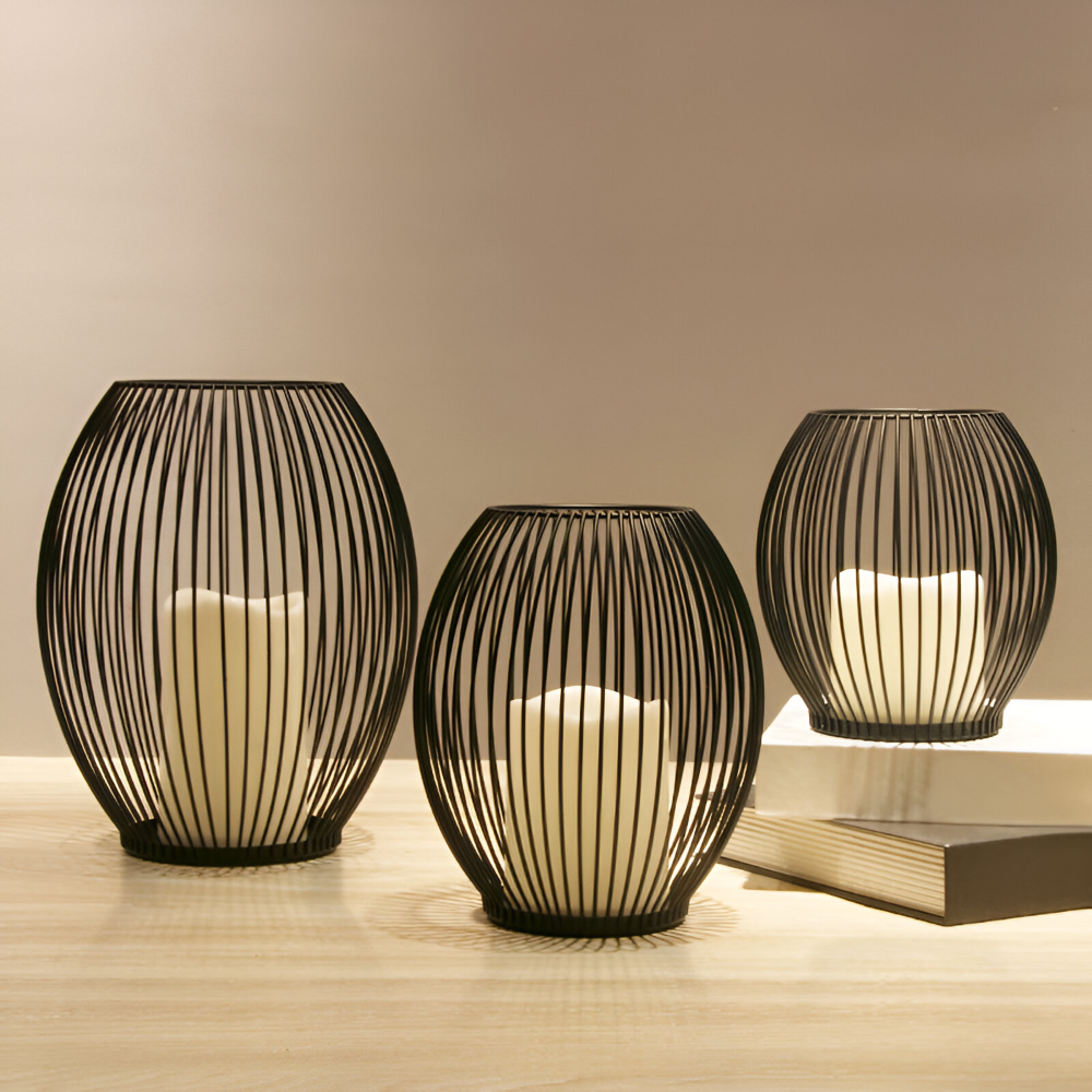 Elegant Svart Metalllykta - Ljusställ för Inredning