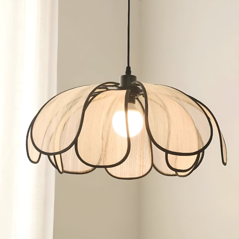 Elegant Svart och Naturlig Wicker Pendellampa med Wabi Sabi Design för Unik Inredning