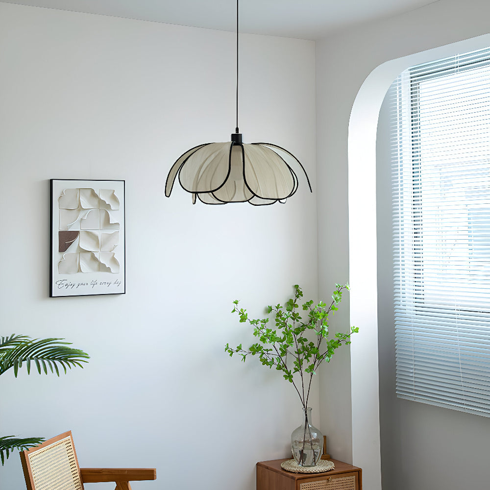 Elegant Svart och Naturlig Wicker Pendellampa med Wabi Sabi Design för Unik Inredning