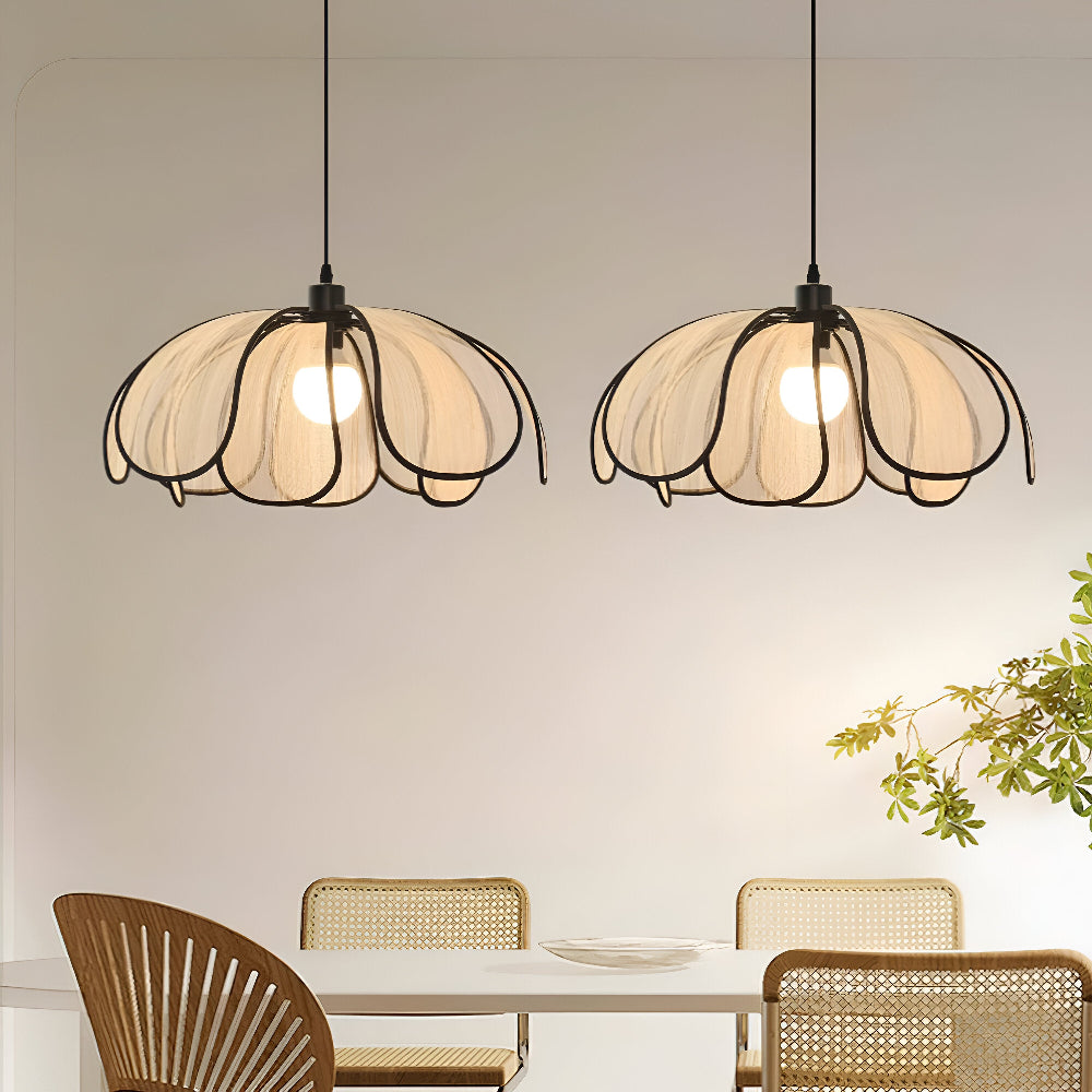 Elegant Svart och Naturlig Wicker Pendellampa med Wabi Sabi Design för Unik Inredning