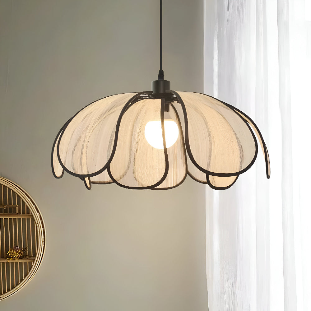 Elegant Svart och Naturlig Wicker Pendellampa med Wabi Sabi Design för Unik Inredning