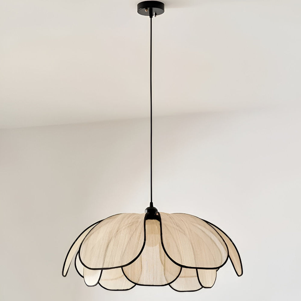 Elegant Svart och Naturlig Wicker Pendellampa med Wabi Sabi Design för Unik Inredning