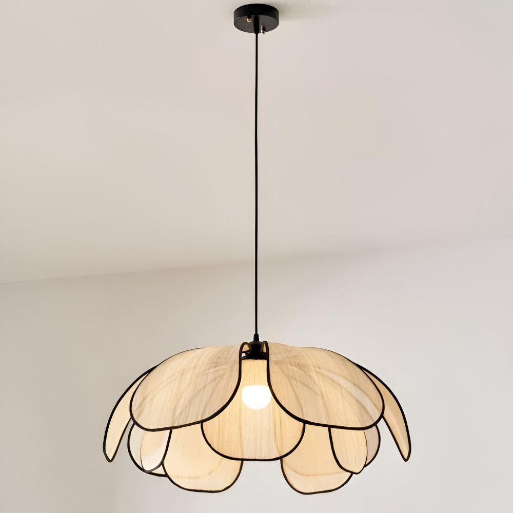 Elegant Svart och Naturlig Wicker Pendellampa med Wabi Sabi Design för Unik Inredning