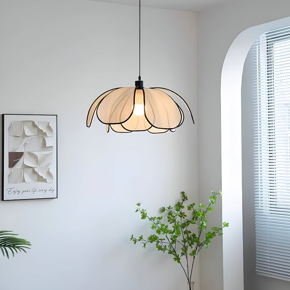 Elegant Svart och Naturlig Wicker Pendellampa med Wabi Sabi Design för Unik Inredning