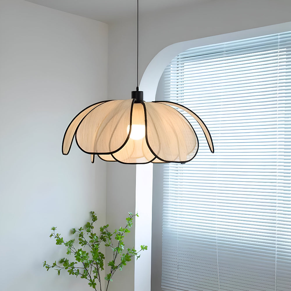 Elegant Svart och Naturlig Wicker Pendellampa med Wabi Sabi Design för Unik Inredning