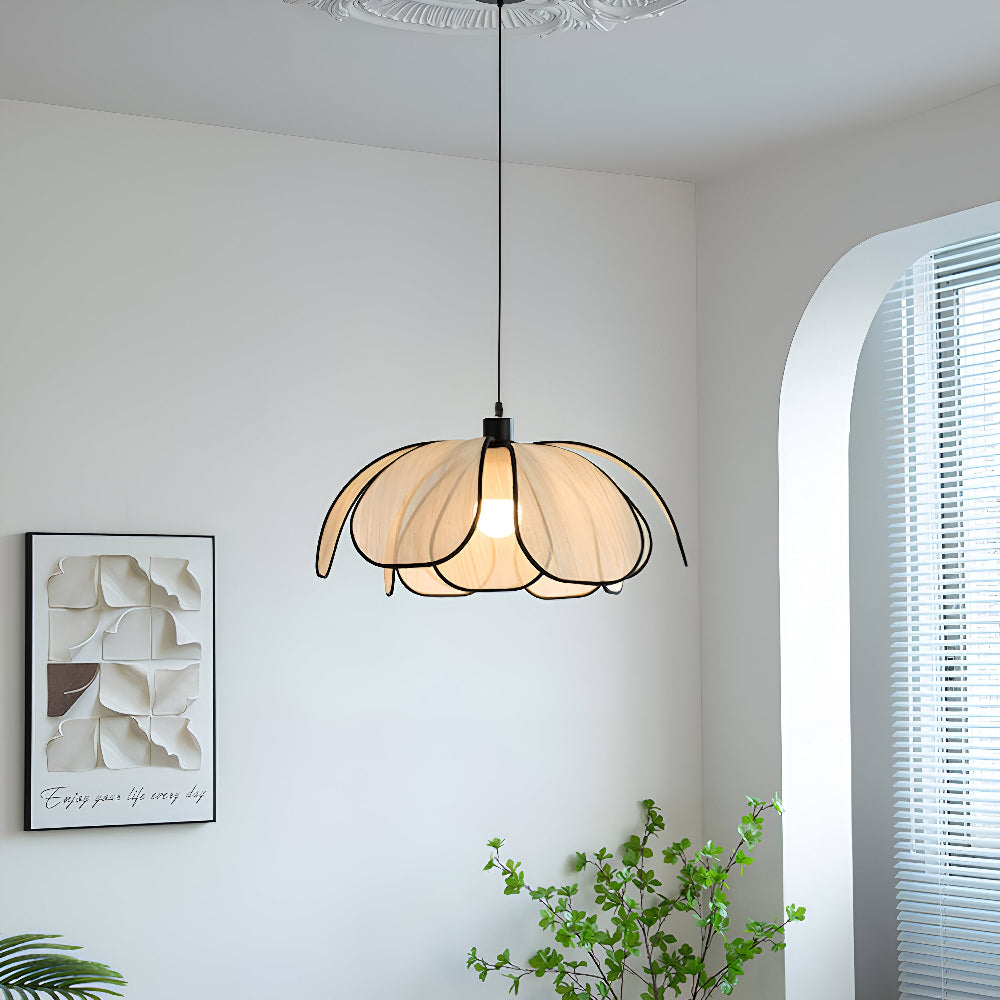 Elegant Svart och Naturlig Wicker Pendellampa med Wabi Sabi Design för Unik Inredning