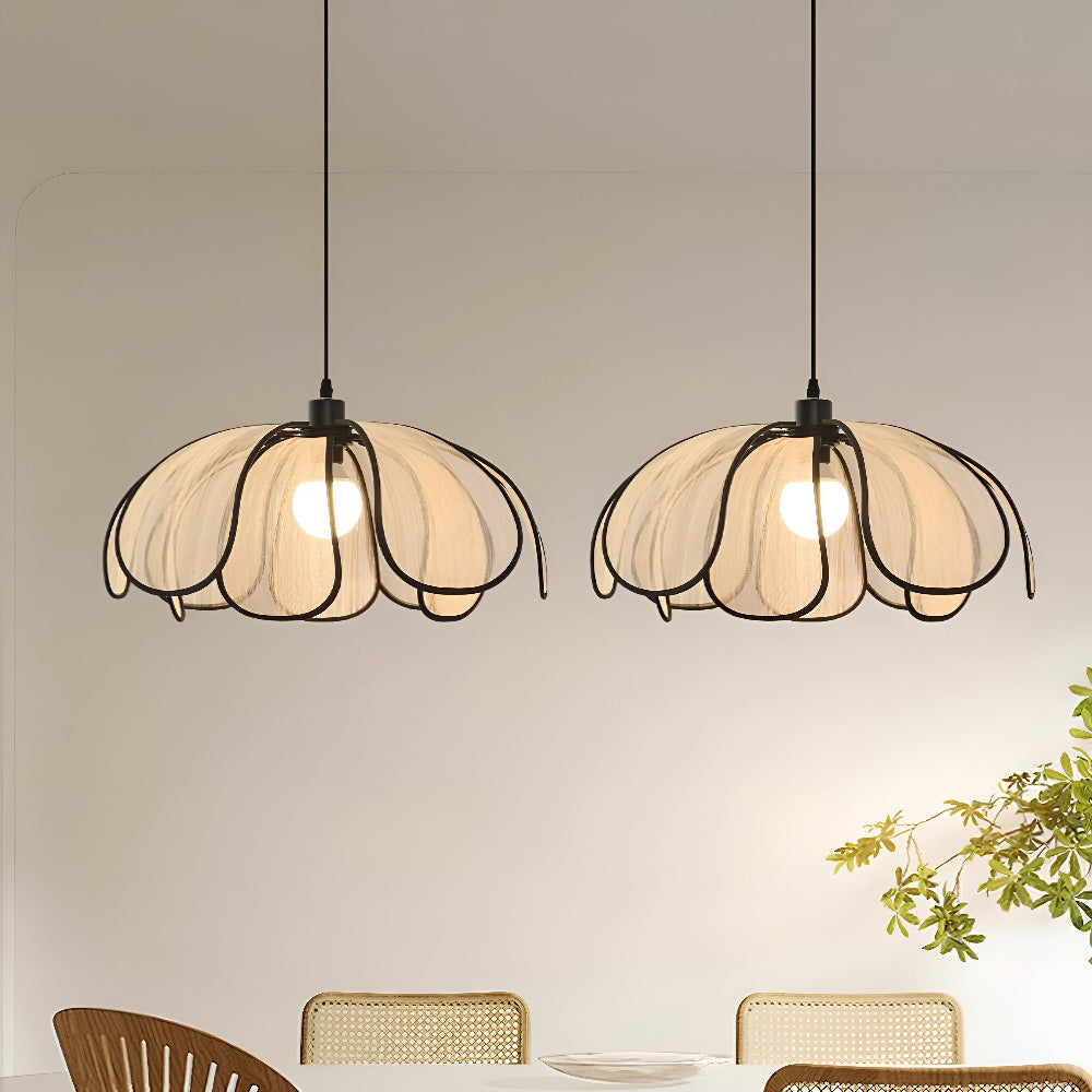 Elegant Svart och Naturlig Wicker Pendellampa med Wabi Sabi Design för Unik Inredning