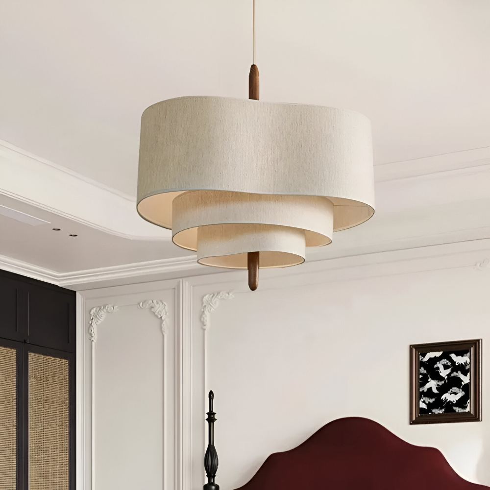 Pendellampa med Tygskärm – Modern Taklampa i Beige