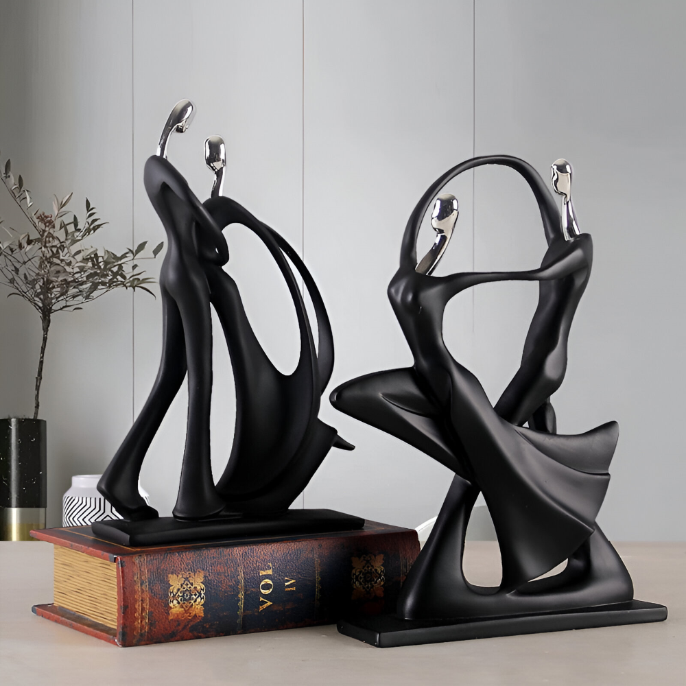 Elegant Harz Dansande Par Dekorationsfigurer - Stilig Dekorationsfigur för Vardagsrummet