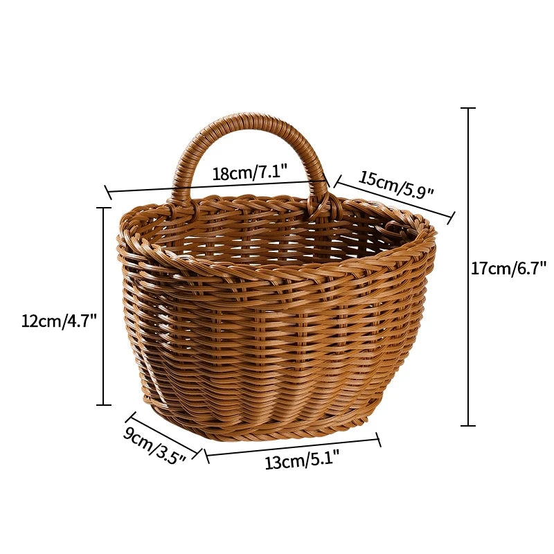 Elegant Handvävd Väggkorg - Högkvalitativt PP-Material För Blommor Och Frukter, Storlek S 8