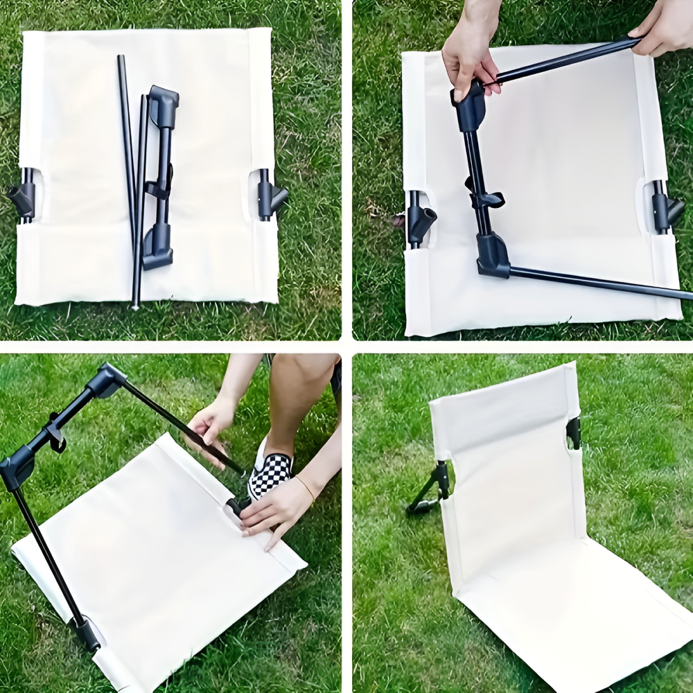 Elegant Hopfällbar Stol - Lätt Aluminium Med Svarta Kuddar För Trädgård Och Camping 3