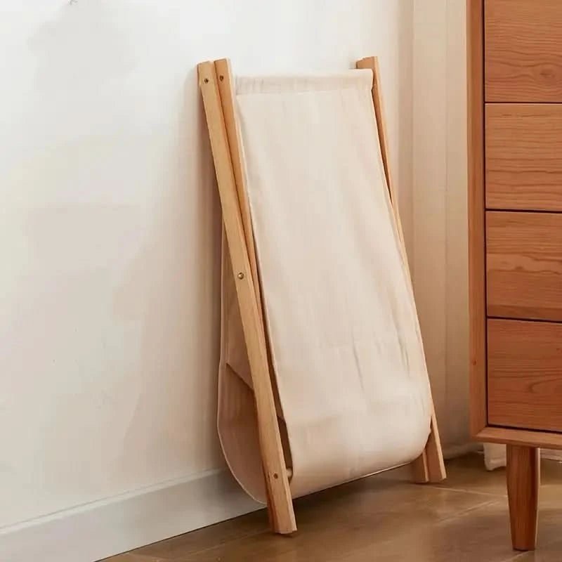Elegant Hopfällbar Tvättkorg Av Massivt Trä - Platsbesparande Tvättkista I Naturligt Trä För Hemmet 3