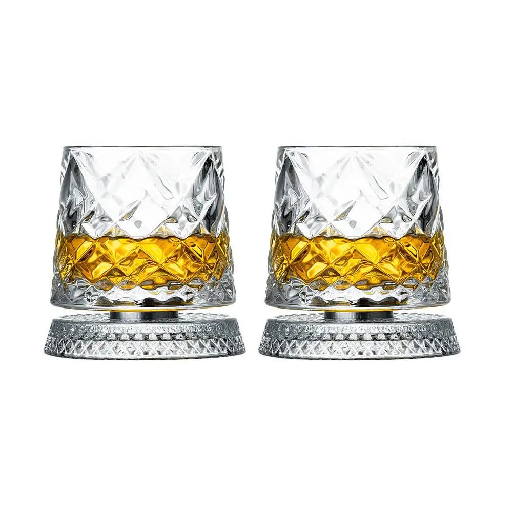 Elegant roterande whiskyglasset - 2 kristallglas för snygga cocktailpartyn 0