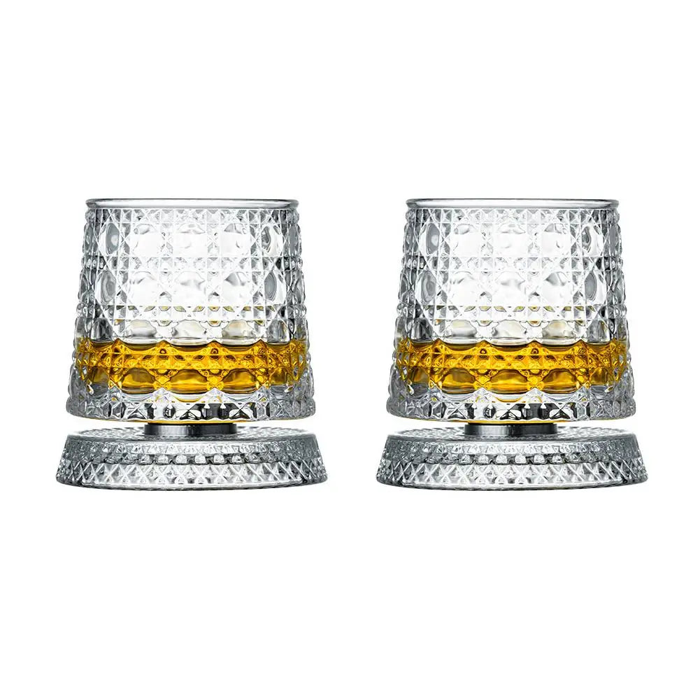 Elegant roterande whiskyglasset - 2 kristallglas för snygga cocktailpartyn 11