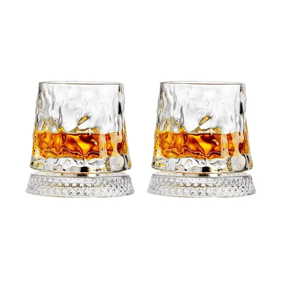 Elegant roterande whiskyglasset - 2 kristallglas för snygga cocktailpartyn 12