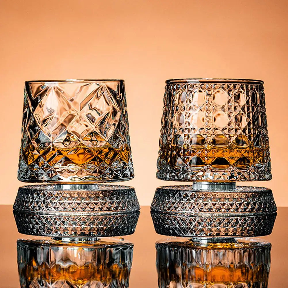Elegant roterande whiskyglasset - 2 kristallglas för snygga cocktailpartyn 2