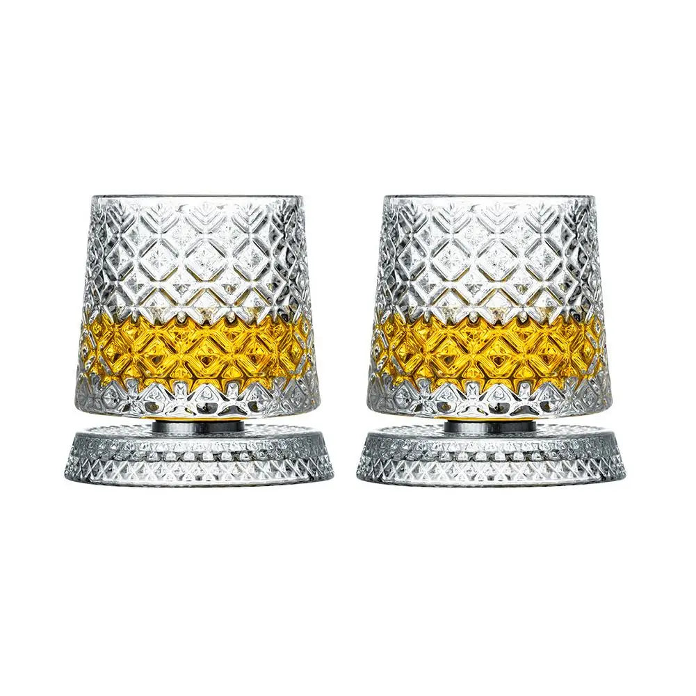 Elegant roterande whiskyglasset - 2 kristallglas för snygga cocktailpartyn 8