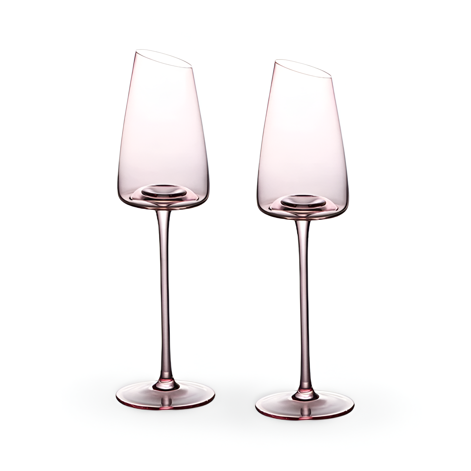 Elegant set med 2 rosa kristallvinglas - munblåsta med kreativ design för festliga tillfällen 0