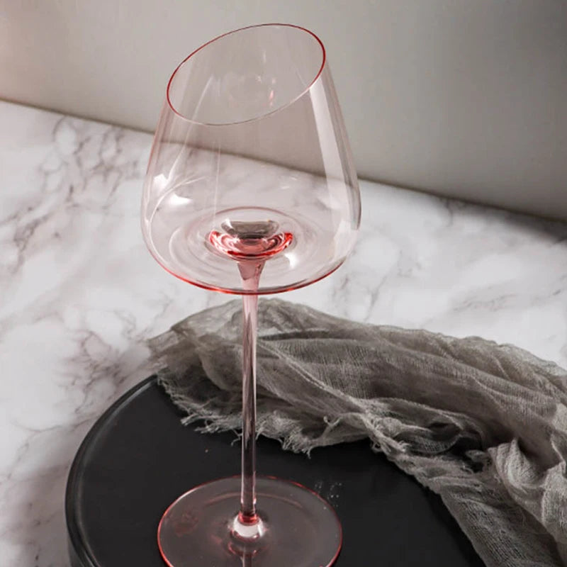 Elegant set med 2 rosa kristallvinglas - munblåsta med kreativ design för festliga tillfällen 4