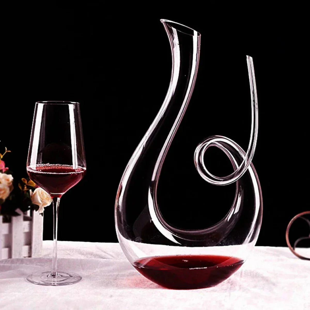 Elegant vinkaraff - Handgjord blyfri kristall för 750 ml | Snyggt vintillbehör 2