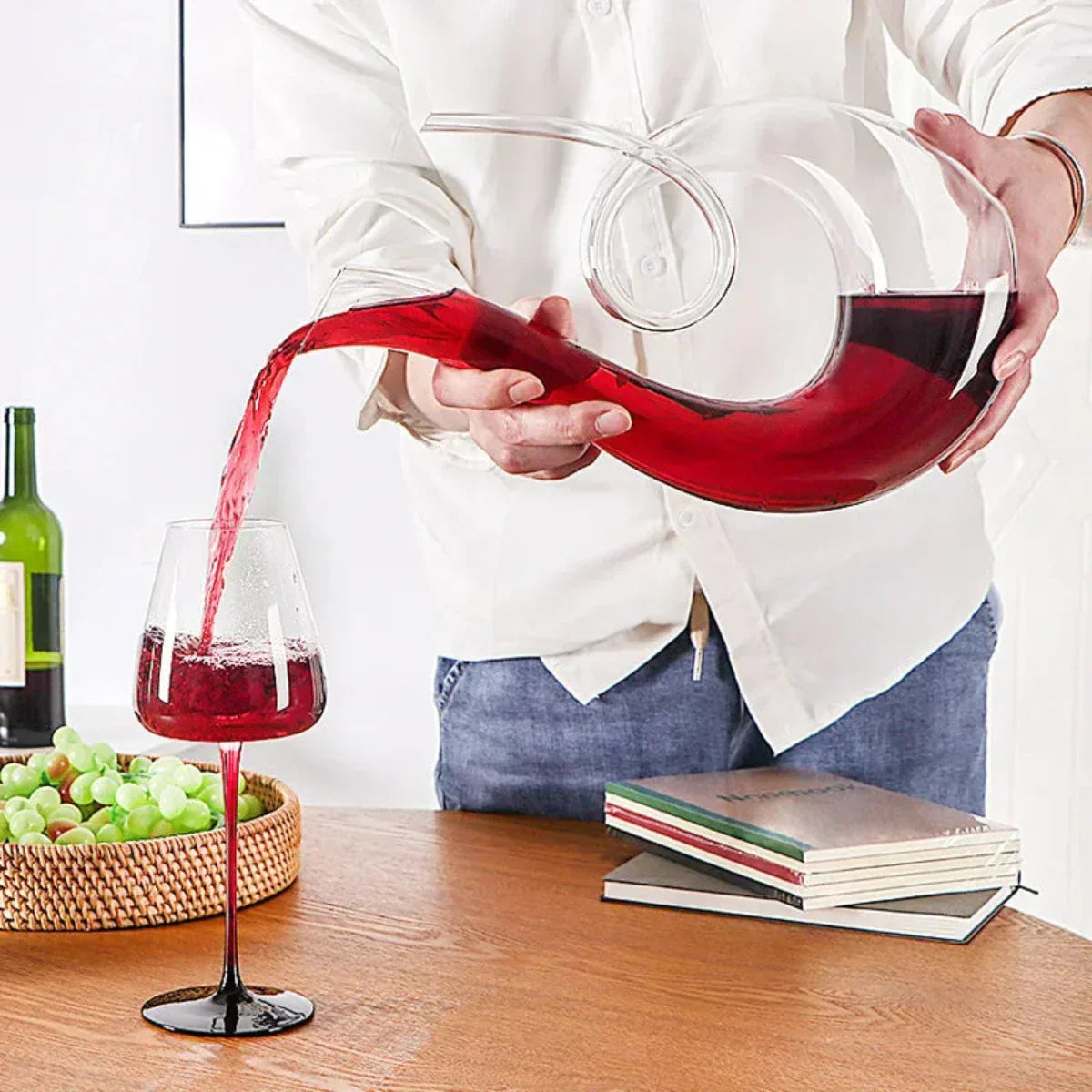 Elegant vinkaraff - Handgjord blyfri kristall för 750 ml | Snyggt vintillbehör 4