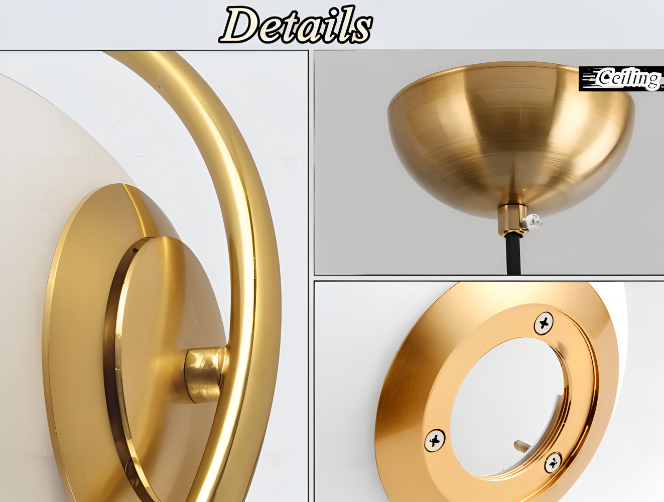 EllipsRing Pendellampa - Modern Guld Ellips Ring Glaskula LED Hänglampa