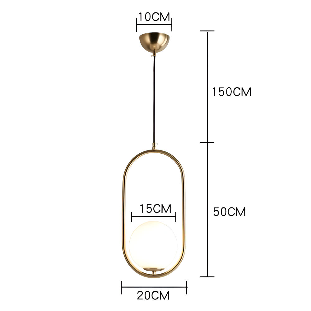 EllipsRing Pendellampa - Modern Guld Ellips Ring Glaskula LED Hänglampa