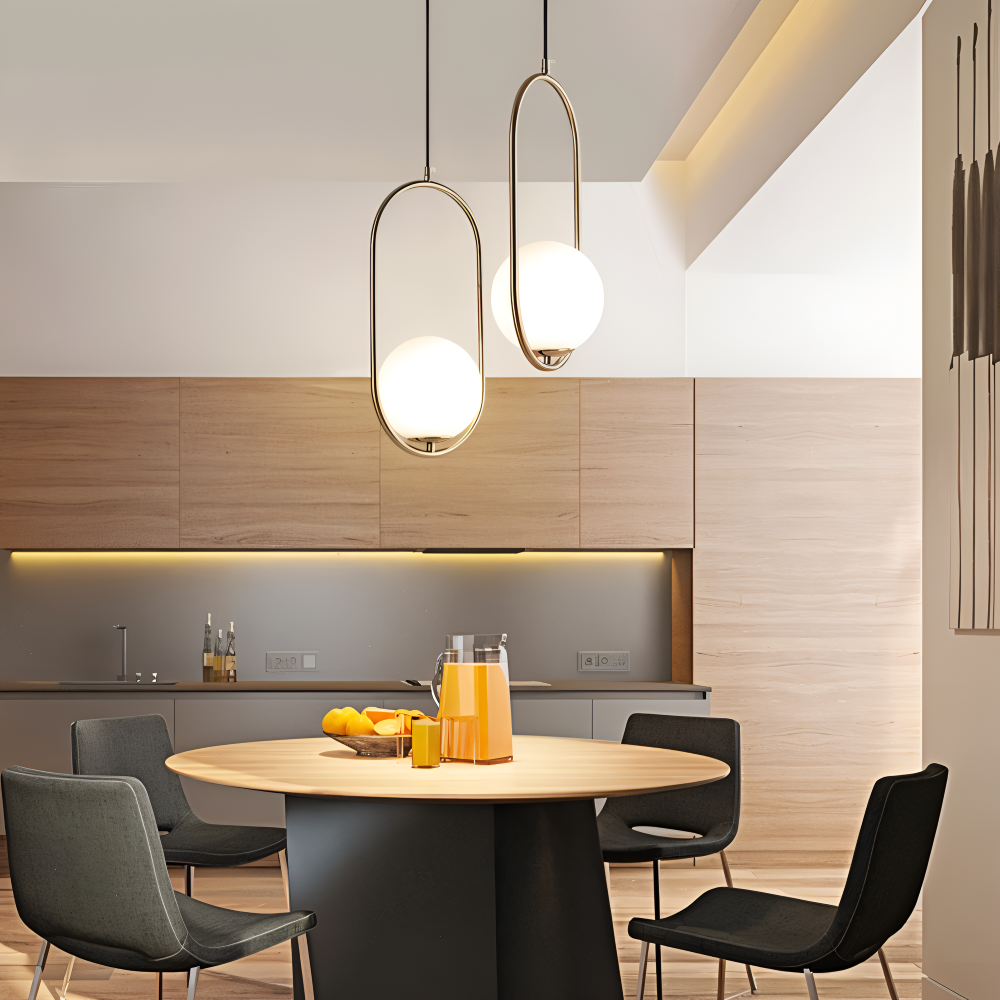 EllipsRing Pendellampa - Modern Guld Ellips Ring Glaskula LED Hänglampa
