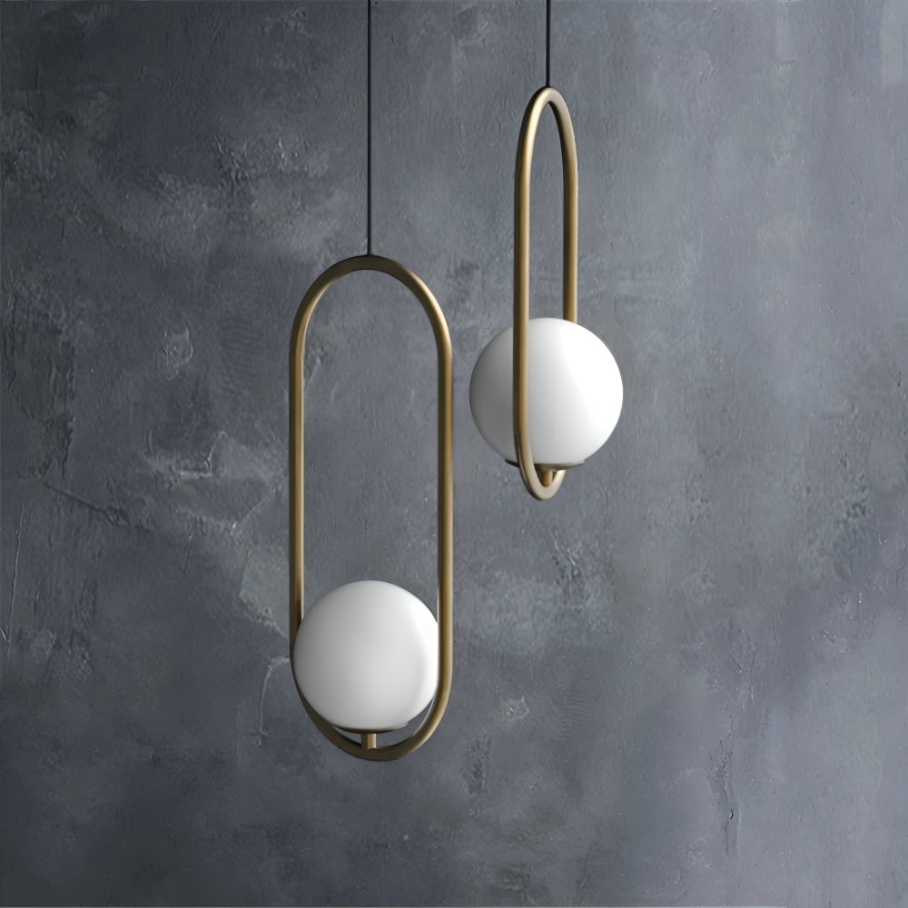EllipsRing Pendellampa - Modern Guld Ellips Ring Glaskula LED Hänglampa