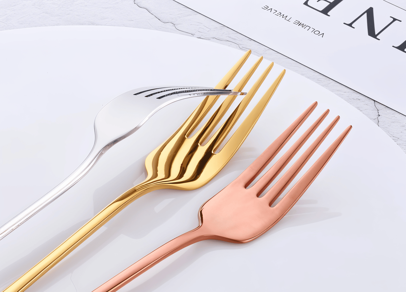 Fancy Fork Set - 4/6 Delar Färgstark Gaffel i Rostfritt Stål