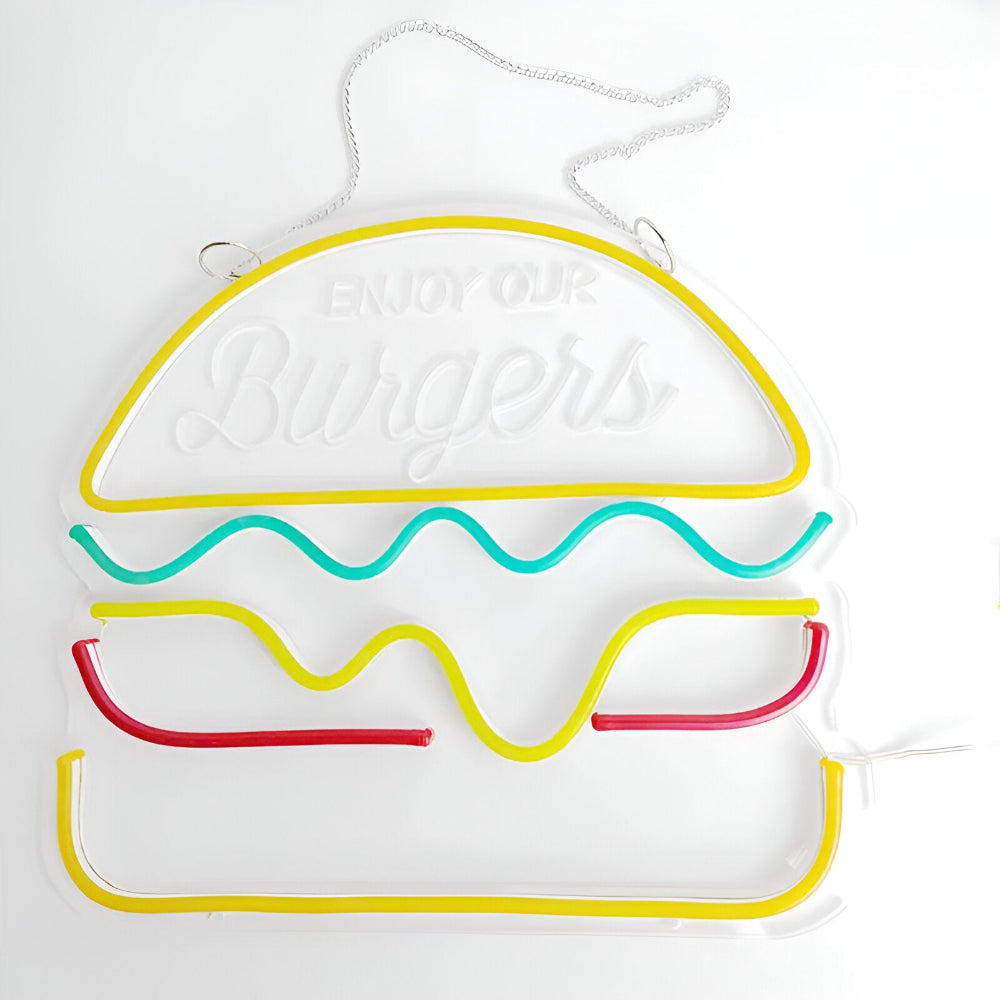 Fastfood Neon Skylt - Färgglad Fast Food Skylt