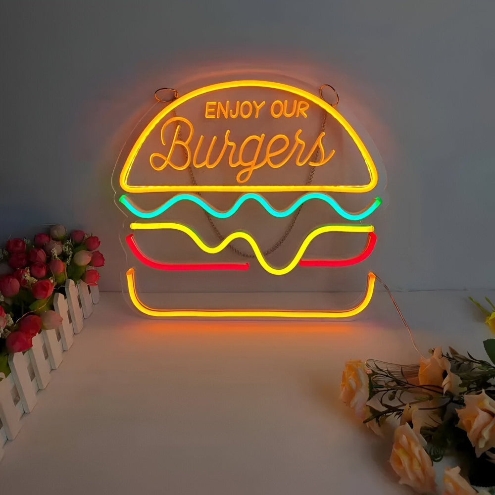 Fastfood Neon Skylt - Färgglad Fast Food Skylt