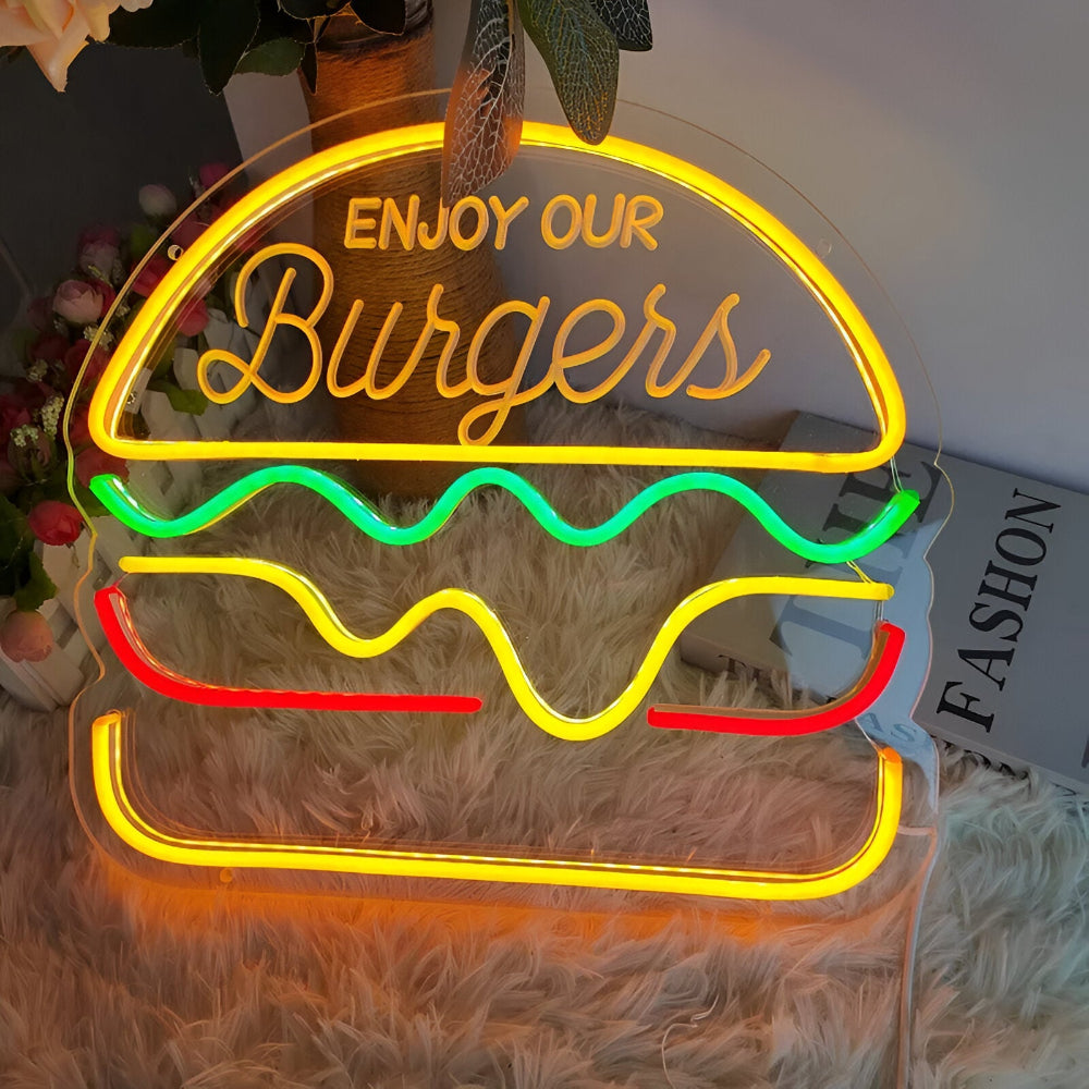 Fastfood Neon Skylt - Färgglad Fast Food Skylt