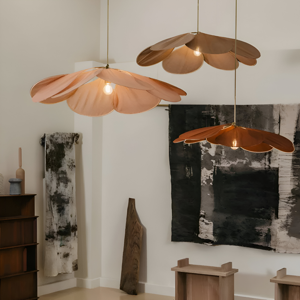 FloryVint Pendellampa - Vintage Blommig Tyghängande Lampa 4