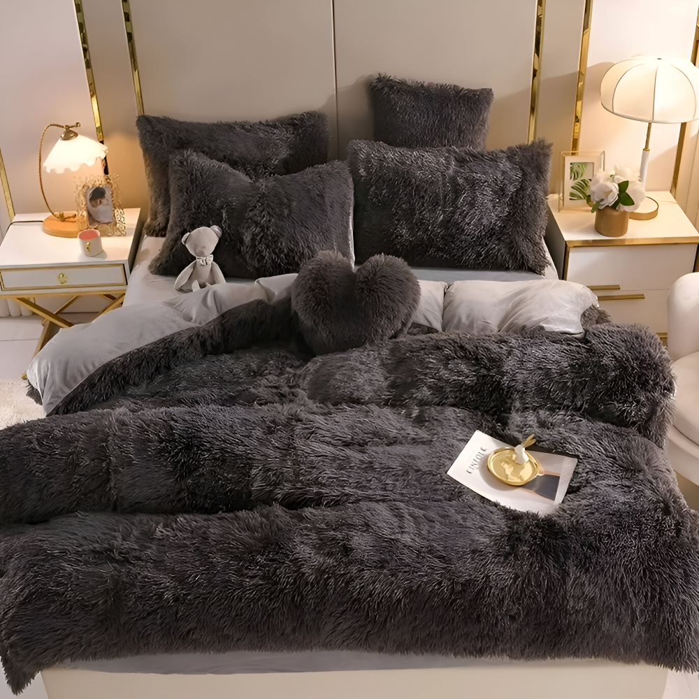 FlufFur Sängkläder - Ultra Mjuk Fleece Sängtäcke - Andningsbart Sängkläder Set