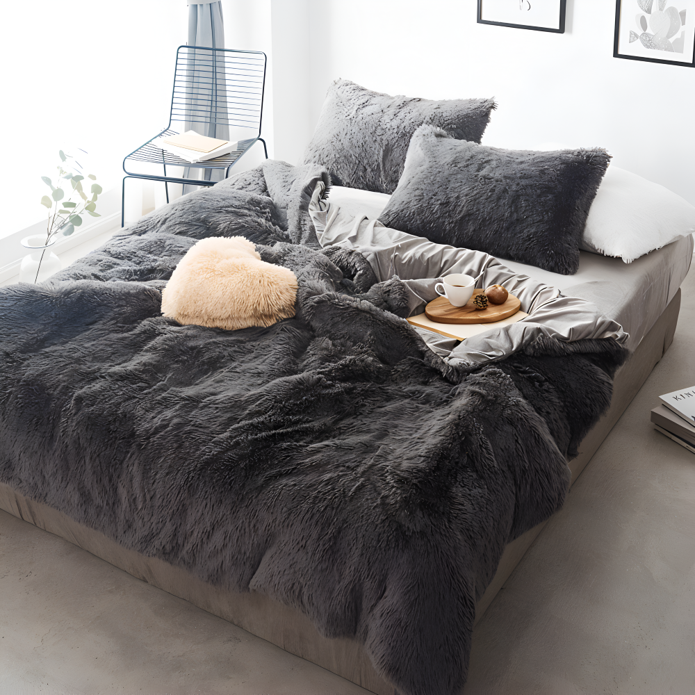 FlufFur Sängkläder - Ultra Mjuk Fleece Sängtäcke - Andningsbart Sängkläder Set