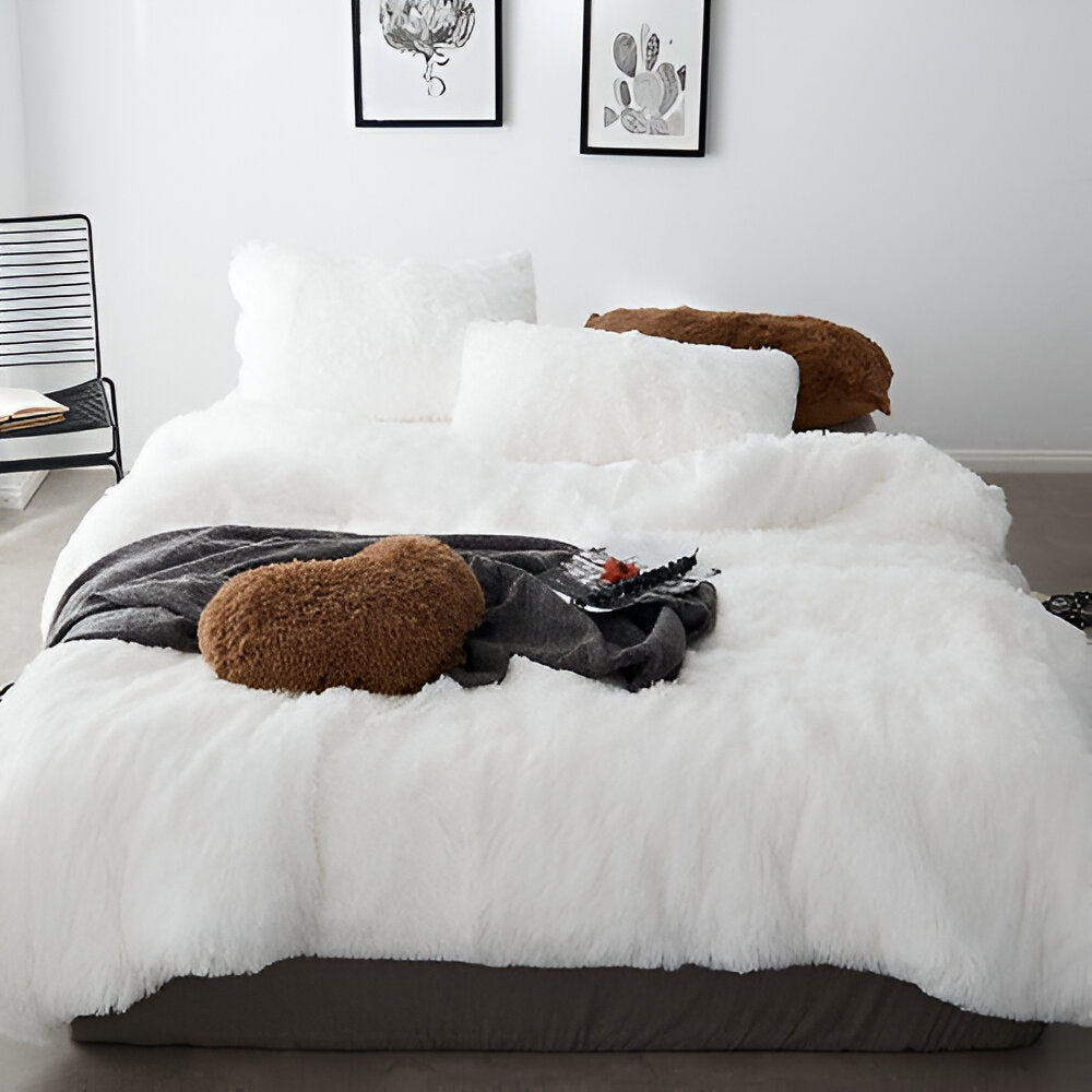 FlufFur Sängkläder - Ultra Mjuk Fleece Sängtäcke - Andningsbart Sängkläder Set