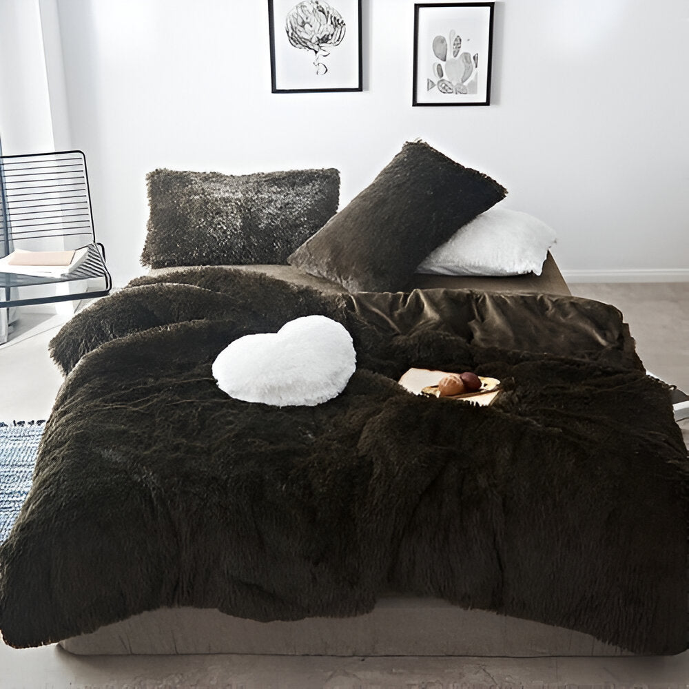 FlufFur Sängkläder - Ultra Mjuk Fleece Sängtäcke - Andningsbart Sängkläder Set