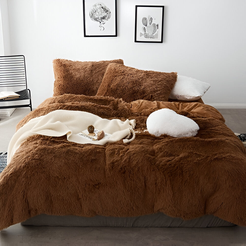 FlufFur Sängkläder - Ultra Mjuk Fleece Sängtäcke - Andningsbart Sängkläder Set