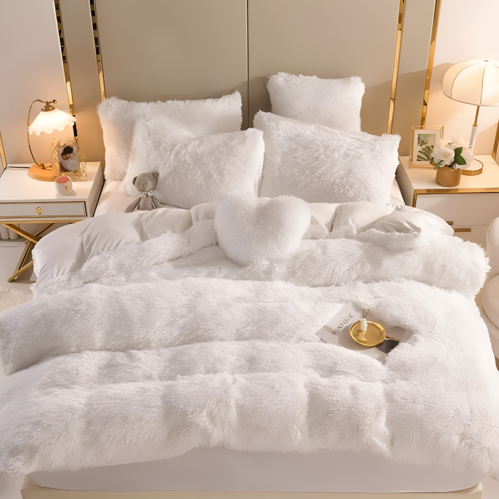 FlufFur Sängkläder - Ultra Mjuk Fleece Sängtäcke - Andningsbart Sängkläder Set