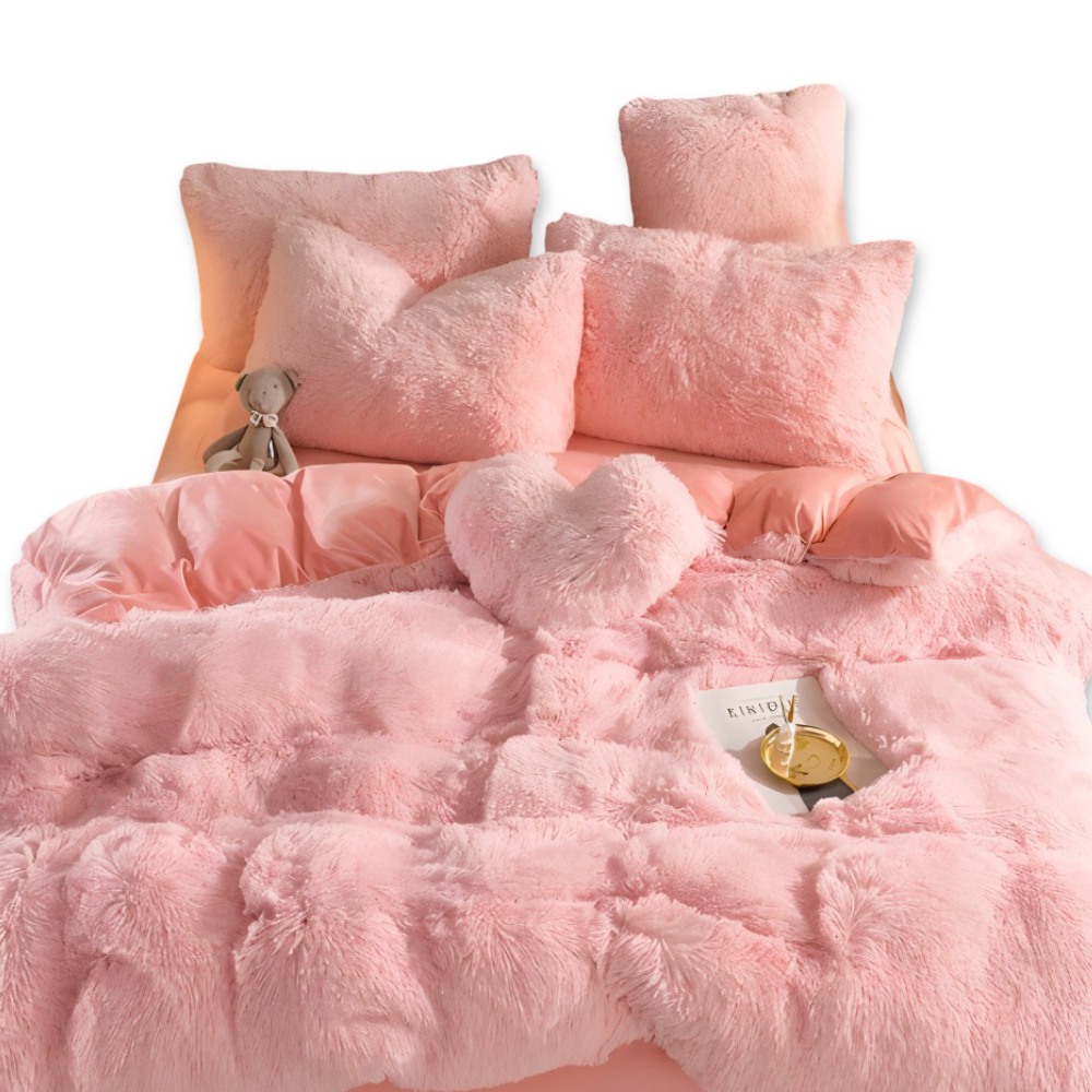 FlufFur Sängkläder - Ultra Mjuk Fleece Sängtäcke - Andningsbart Sängkläder Set